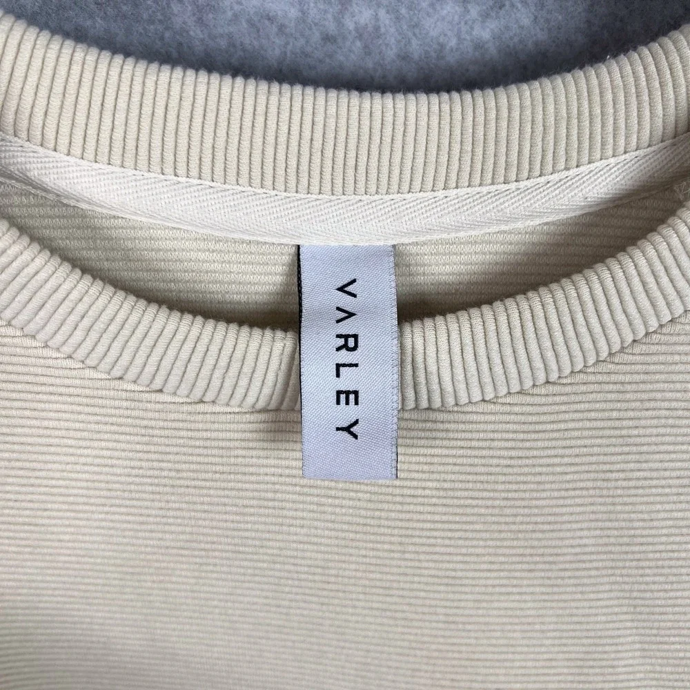 Varley Ivory Manning Ribbed Knit Side Zip Crewneck Sweatshirt Size Small - Picture 7 of 12
